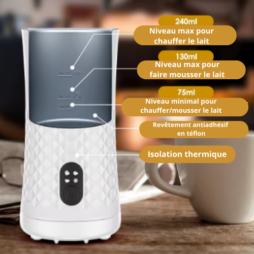 Mousseur à Lait Électrique 4-en-1